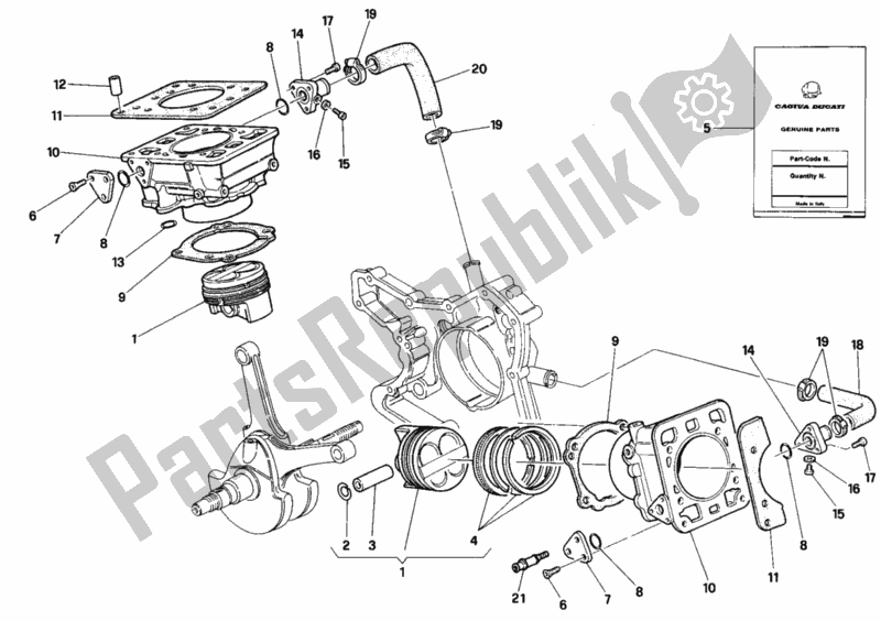 Tutte le parti per il Cilindro - Pistone del Ducati Superbike 916 Senna 1996